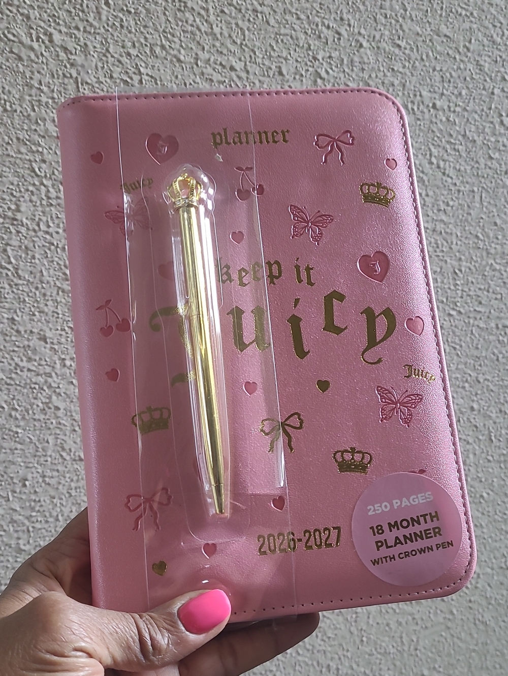 Juicy Couture Pink Keep It Juicy 18-Month Planner with Gold Pen